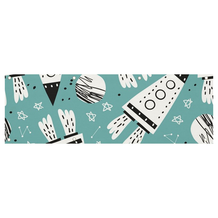 Cute seamless pattern with rocket planets-stars Banner and Sign 9  x 3 