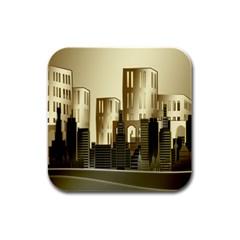 Architecture City House Rubber Square Coaster (4 Pack)