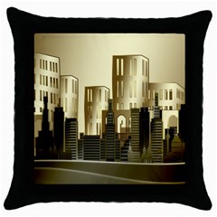 Architecture City House Throw Pillow Case (black)