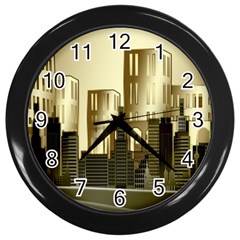 Architecture City House Wall Clock (black) by Jancukart