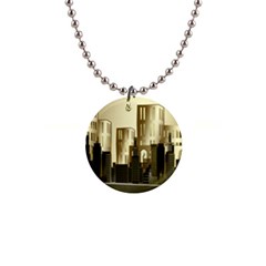 Architecture City House 1  Button Necklace