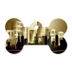 Architecture City House Dog Tag Bone (two Sides)