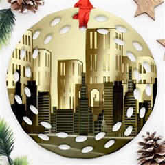 Architecture City House Round Filigree Ornament (two Sides)