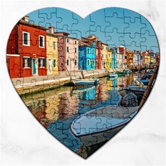 Boats In Venice - Colorful Italy Jigsaw Puzzle (heart) by ConteMonfrey