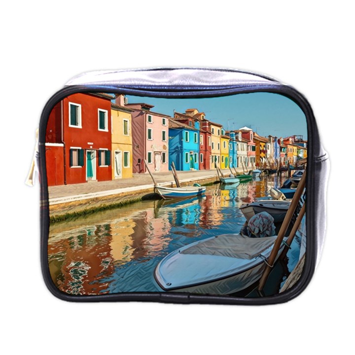 Boats In Venice - Colorful Italy Mini Toiletries Bag (One Side)