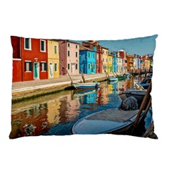 Boats In Venice - Colorful Italy Pillow Case (two Sides) by ConteMonfrey