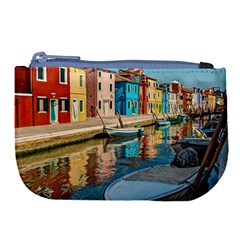 Boats In Venice - Colorful Italy Large Coin Purse by ConteMonfrey