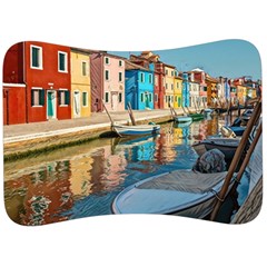 Boats In Venice - Colorful Italy Velour Seat Head Rest Cushion by ConteMonfrey