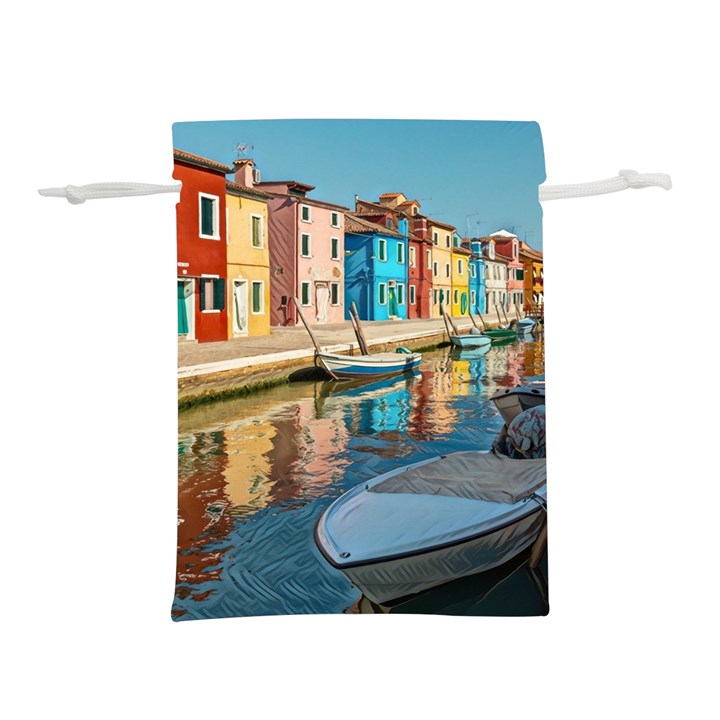 Boats In Venice - Colorful Italy Lightweight Drawstring Pouch (S)