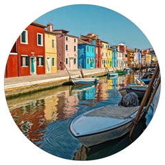 Boats In Venice - Colorful Italy Round Trivet by ConteMonfrey