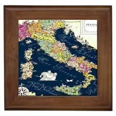 Map Italy Blue Framed Tile by ConteMonfrey