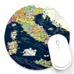 Map Italy Blue Round Mousepads by ConteMonfrey