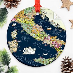 Map Italy Blue Ornament (round) by ConteMonfrey