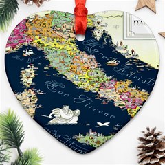 Map Italy Blue Ornament (heart) by ConteMonfrey