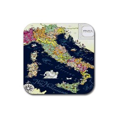 Map Italy Blue Rubber Coaster (square) by ConteMonfrey