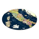 Map Italy Blue Oval Magnet Front