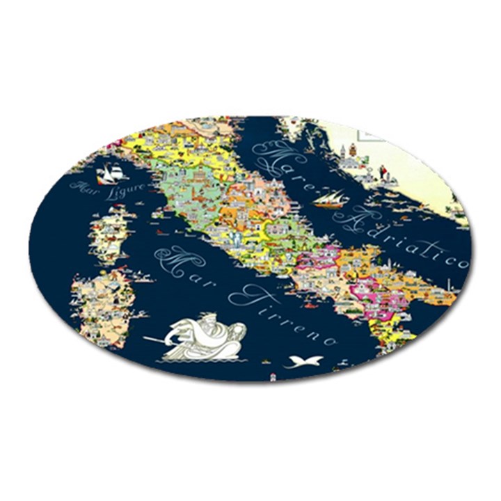 Map Italy Blue Oval Magnet