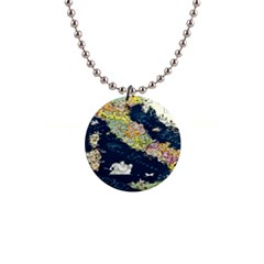 Map Italy Blue 1  Button Necklace