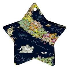 Map Italy Blue Star Ornament (two Sides) by ConteMonfrey