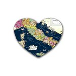 Map Italy Blue Rubber Heart Coaster (4 pack) Front