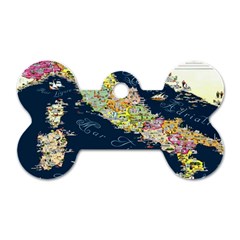 Map Italy Blue Dog Tag Bone (two Sides) by ConteMonfrey