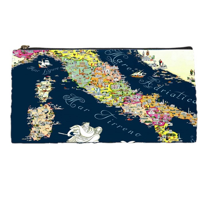 Map Italy Blue Pencil Case