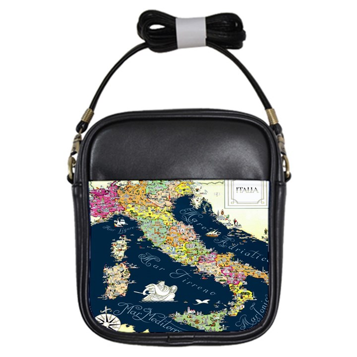 Map Italy Blue Girls Sling Bag