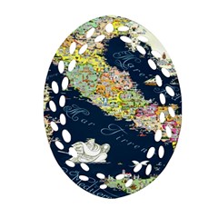 Map Italy Blue Oval Filigree Ornament (two Sides) by ConteMonfrey