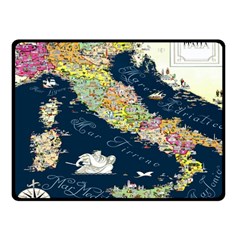 Map Italy Blue Double Sided Fleece Blanket (small)  by ConteMonfrey