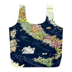 Map Italy Blue Full Print Recycle Bag (l) by ConteMonfrey