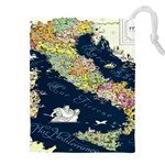 Map Italy Blue Drawstring Pouch (5XL) Front