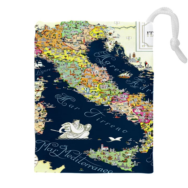 Map Italy Blue Drawstring Pouch (5XL)