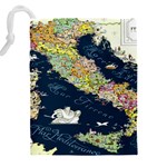 Map Italy Blue Drawstring Pouch (5XL) Back