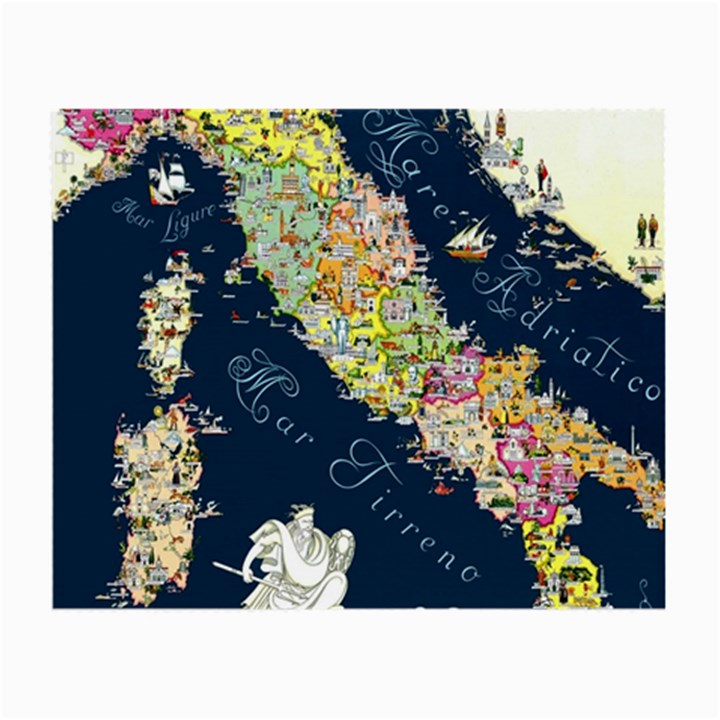 Map Italy Blue  Small Glasses Cloth