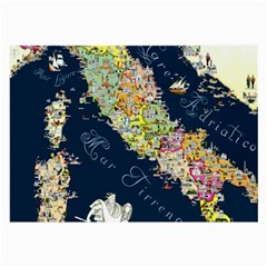 Map Italy Blue  Large Glasses Cloth (2 Sides)