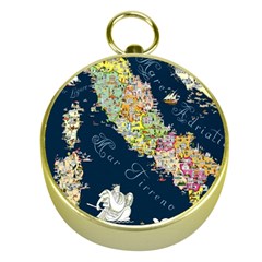 Map Italy Blue  Gold Compass by ConteMonfreyShop