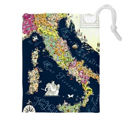 Map Italy Blue  Drawstring Pouch (4xl) by ConteMonfreyShop