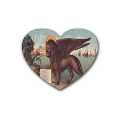 Lion Of Venice, Italy Rubber Coaster (heart) by ConteMonfrey