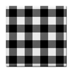 Black And White Plaided  Tile Coaster by ConteMonfrey