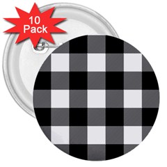 Black And White Plaided  3  Buttons (10 Pack)  by ConteMonfrey