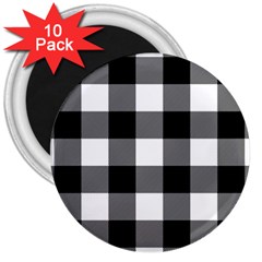 Black And White Plaided  3  Magnets (10 Pack)  by ConteMonfrey