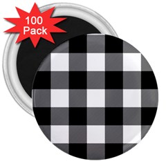 Black And White Plaided  3  Magnets (100 Pack) by ConteMonfrey