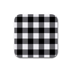 Black And White Plaided  Rubber Square Coaster (4 Pack) by ConteMonfrey