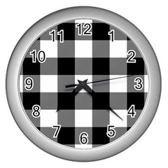 Black And White Plaided  Wall Clock (silver) by ConteMonfrey