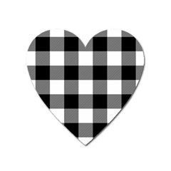 Black And White Plaided  Heart Magnet by ConteMonfrey