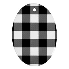 Black And White Plaided  Oval Ornament (two Sides) by ConteMonfrey