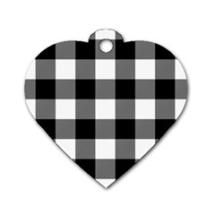 Black And White Plaided  Dog Tag Heart (two Sides) by ConteMonfrey