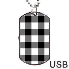 Black And White Plaided  Dog Tag Usb Flash (one Side) by ConteMonfrey