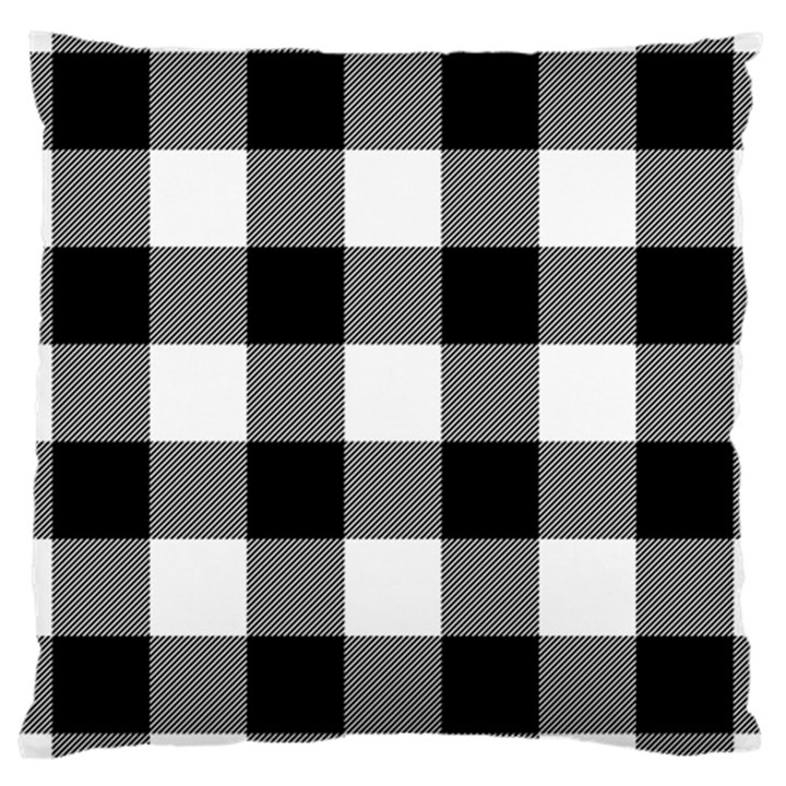 Black and white plaided  Large Cushion Case (One Side)