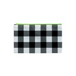 Black and white plaided  Cosmetic Bag (XS) Front